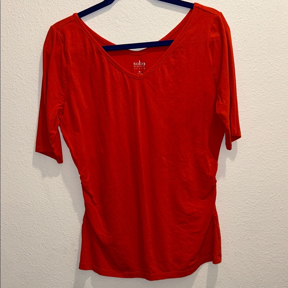 Soho Orange-Red Short Sleeve Top